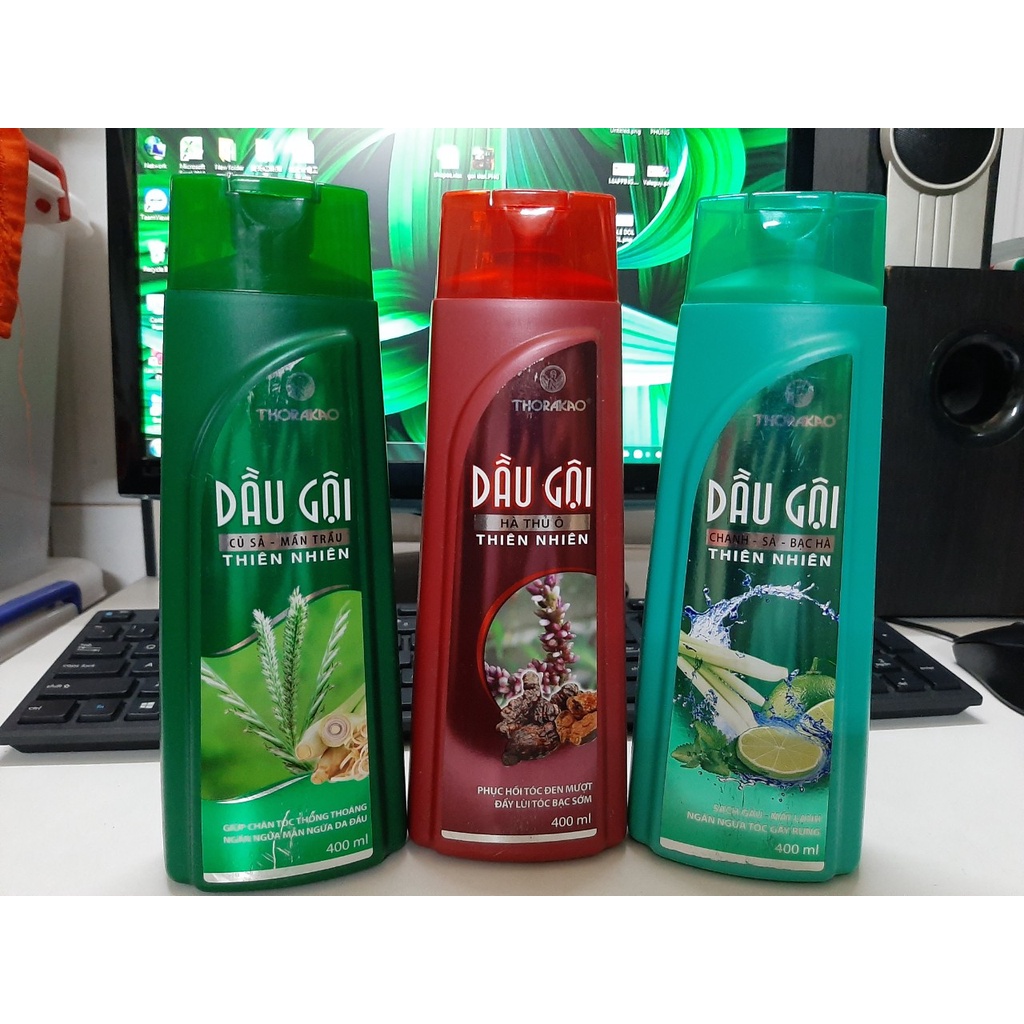 Dầu Gội THORAKAO 400ml 3 Hương gồm : Củ Sả - Mần Trầu ,Chanh Sả Bạc Hà ,Hà Thủ Ô