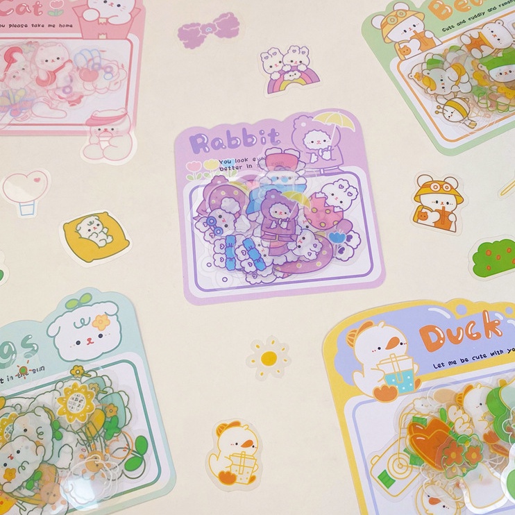 Bộ 30 Miếng Dán Trang Trí Sổ Tay Hình Động Vật Dễ Thương DIY
