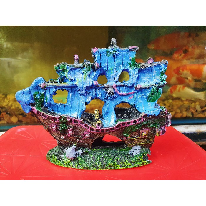 THUYẾN TRANG TRÍ HỒ CÁ NON BỘ 14X11X14CM