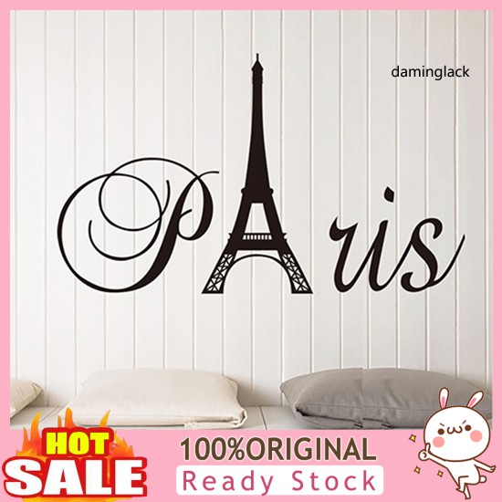 Sticker Dán Tường Hình Tháp Eiffel Và Chữ Tiếng Anh