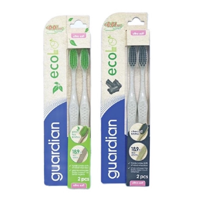 Bàn Chải Đánh Răng Than Hoạt Tính Guardian Ecolo Toothbrush 2 Cây