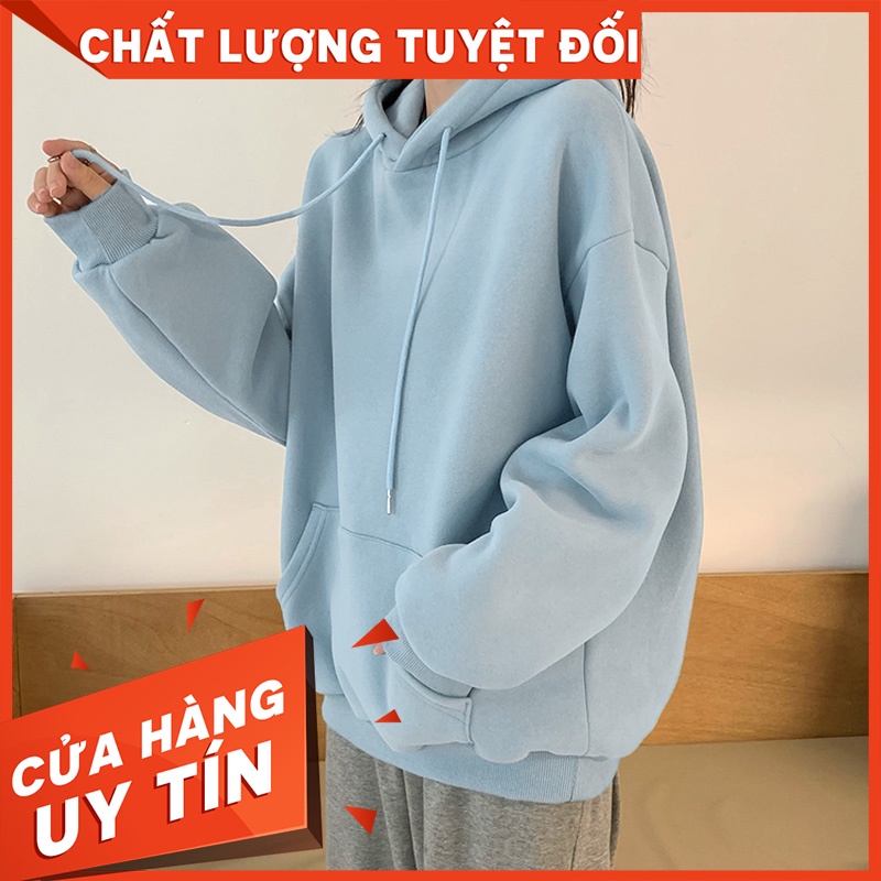 Áo khoác nỉ hoodie màu đơn giản nam nữ bigsize form giấu quần freesize đến 90kg