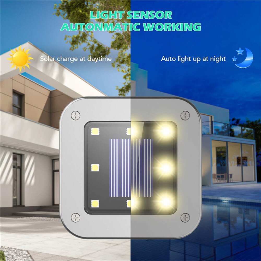 1 Đèn Led Âm Đất 8 Bóng Hình Vuông Sử Dụng Năng Lượng Mặt Trời Chống Thấm Nước # Shopee91