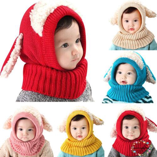 Mũ len beanie có tai thỏ cho bé trai và bé gái