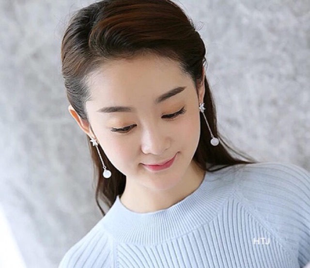 BÔNG TAI HOA KÈM TRAI DÁNG DÀI - BÔNG TAI NỮ BẠC TA