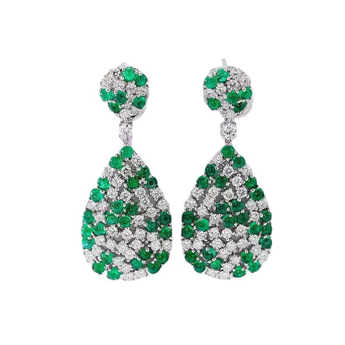 Bông Tai Dáng Dài Đính Đá Ngọc Lục Bảo Sang Trọng Cho Nữ-JHS4-E