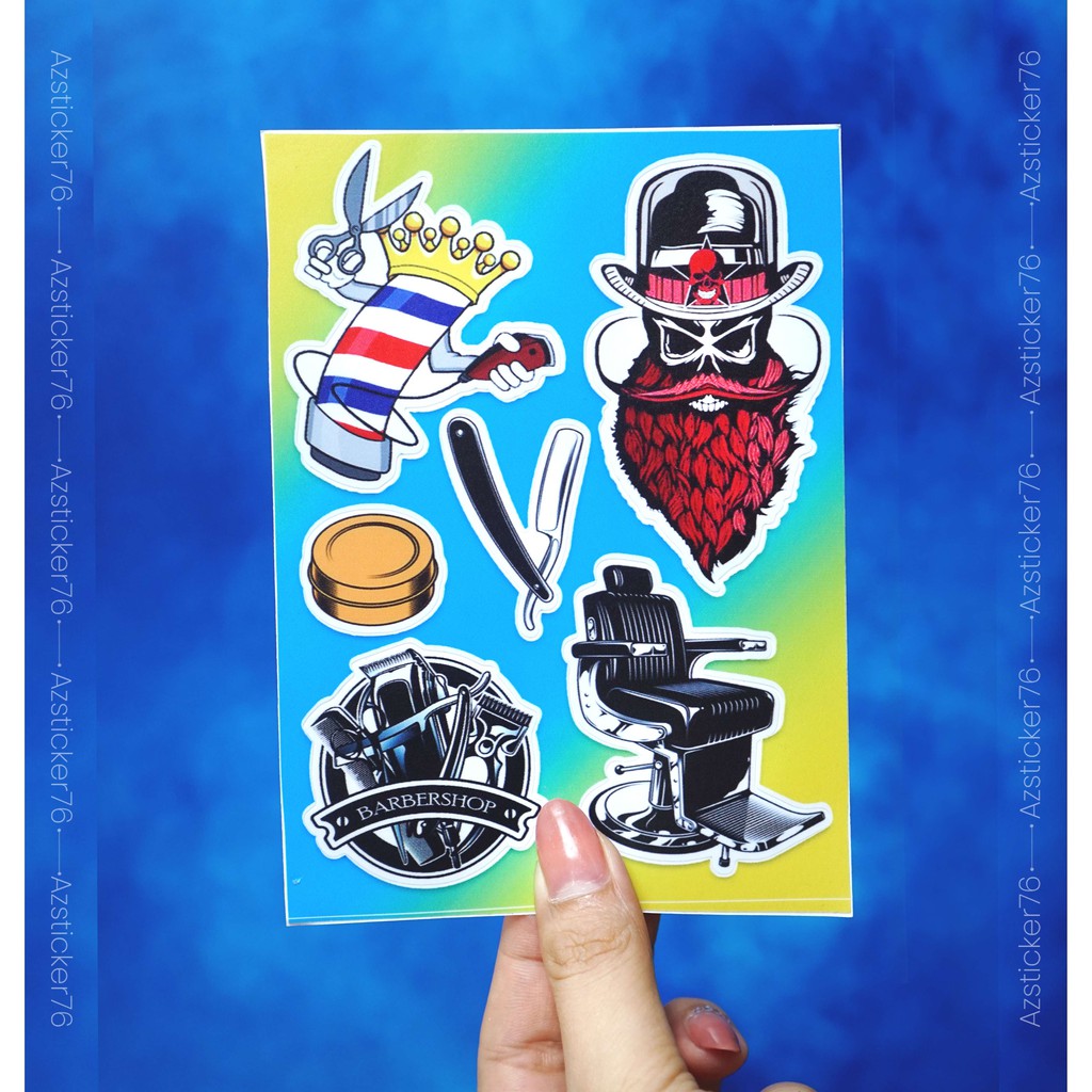 [Set 100+] Sticker Baber Shop Tiệm Cắt Tóc | Dán Nón Bảo Hiêm, Điện Thoại, Laptop, Bình Nước...Chống Nước, Chống Bay Màu