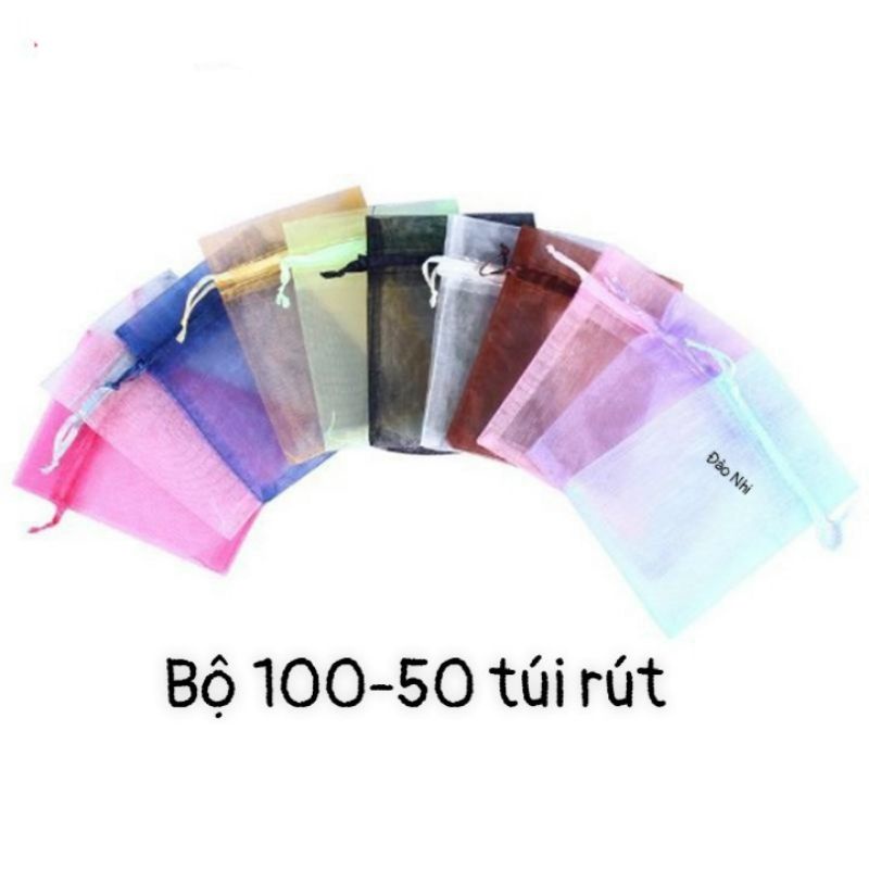 100 túi dây rút vải lụa lưới đựng quà tặng