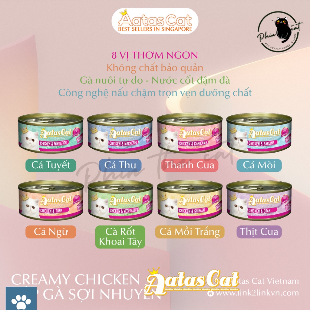 Pate Aatas Cat cá ngừ tươi - pate mèo lon 80g | phinthecat