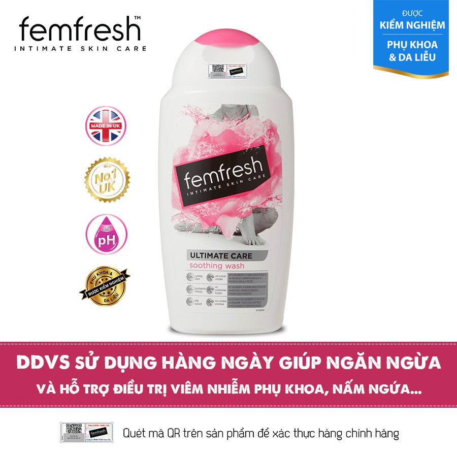 Dung Dịch Vệ Sinh Phụ Nữ Femfresh Soothing Wash - Hỗ Trợ Các Vấn Đề Vùng Kín Giúp Sạch, Thơm, Tươi Mới 250ml