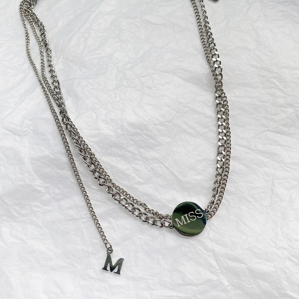 vòng cổ Titan Nhiều Lớp Mặt Chữ M Phong Cách Hàn Quốc C103