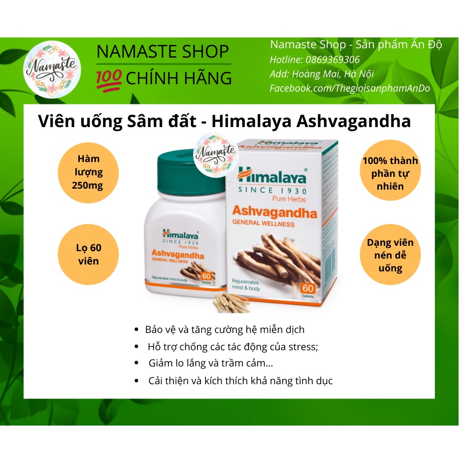 Viên Sâm Ấn Độ - Himalaya Ashvagandha bảo vệ hệ miễn dịch, giảm stress, tăng sức khỏe sinh lý