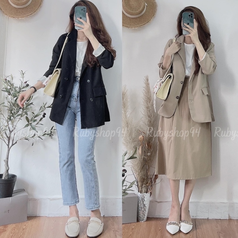 Áo Blazer nữ 2 lớp kiểu Hàn Quốc Áo Vest nữ Blazer khoác ngoài sang chảnh