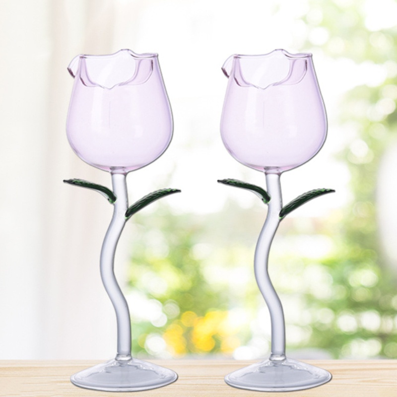 Ly thủy tinh uống rượu sâm banh hình hoa hồng cầm tay tiện dụng cho tiệc tùng