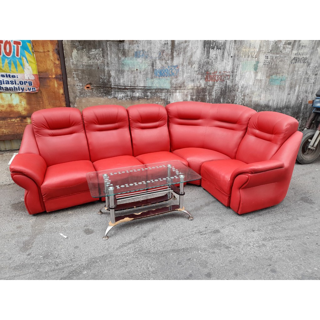 [Thanh lý] Bộ sofa màu đỏ kèm bàn kính cũ giá rẻ
