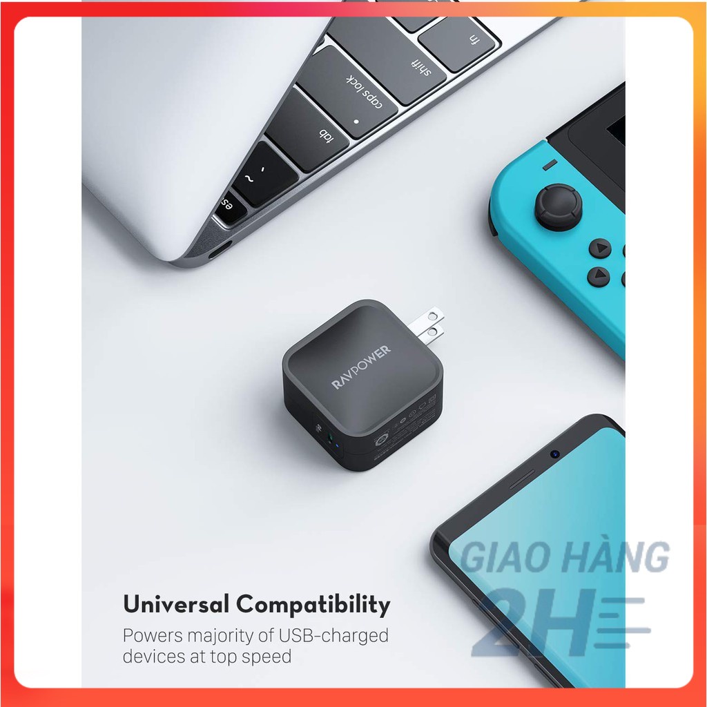 Củ Sạc Ravpower 1cổng Usb-c 61W PD 3.0 - Công Nghệ GaN RP-PC112 - ACSTORE