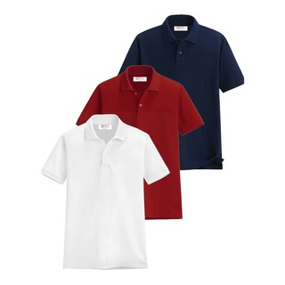Bộ 3 Áo thun nam cổ bẻ , 100% cotton  CB07 (trắng, đỏ tươi, đen )