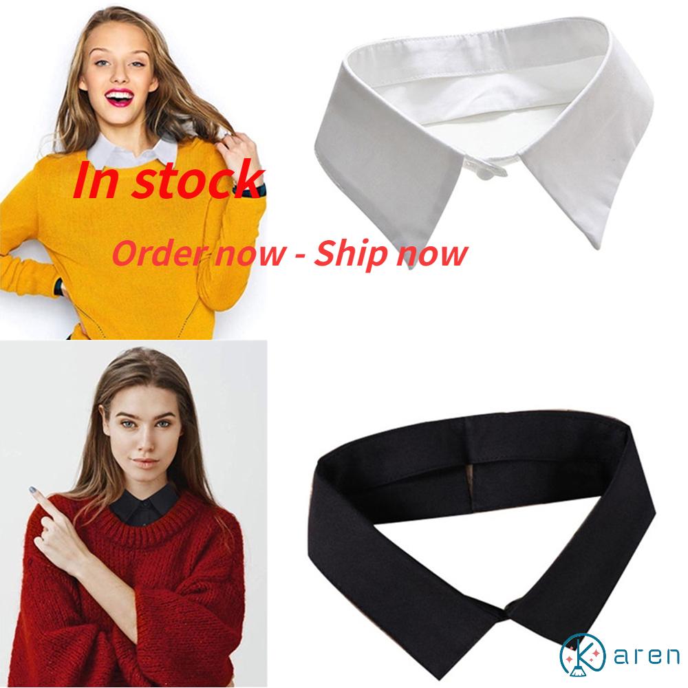 Cổ Áo Sơ Mi Giả Bằng Cotton Màu Trắng/Đen Kiểu Cổ Điển Thời Trang Sành Điệu Cho Nữ