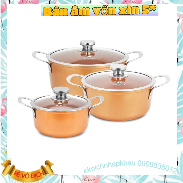 NỒI PHỦ SỨ CAO CẤP FULL INDUCTION ELMICH ROYAL PREMIUM 18cm,22cm,26cm El1179 / El1180 / El1181