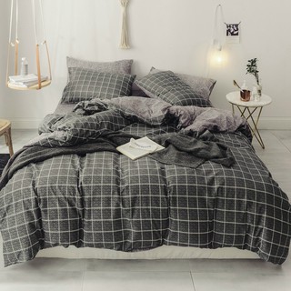 Bộ Chăn Ga Cotton Polly Kẻ dạ Đen - Ưu đãi