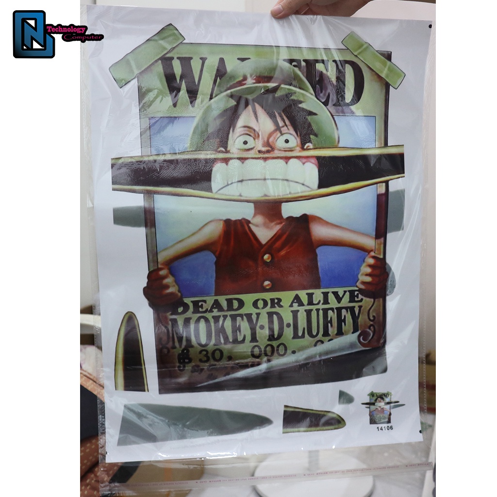 Miếng Dán Decal Tường 3d One Piece Luffy Hình Nhân Vật Hoạt Hình