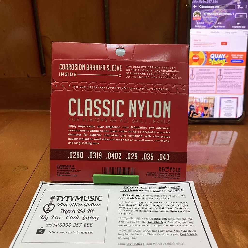 Dây đàn guitar CLASSIC Daddario EJ27N TYTYmusic