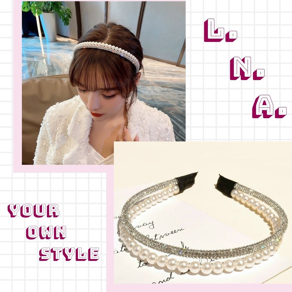 BỜM TÓC ĐẸP - Bờm tóc 2 lớp ngọc trai nhân tạo và đính đá siêu chảnh