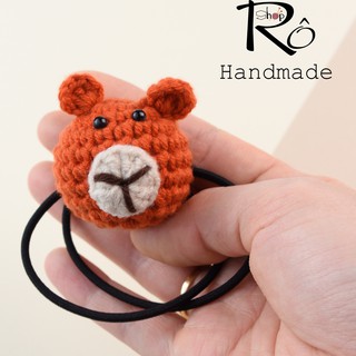 Dây cột tóc đẹp, dễ thương hình mặt gấu bằng len, cột tóc Handmade [Hàng sẵn-Ảnh thật]
