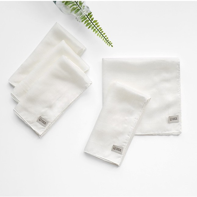 Set 10 khăn sữa sợi tre trắng vải gạc [Mom's Nature - Hàn Quốc] (100% sợi tre) cho bé