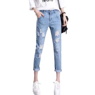 Quần baggy jean nữ lưng thun big size