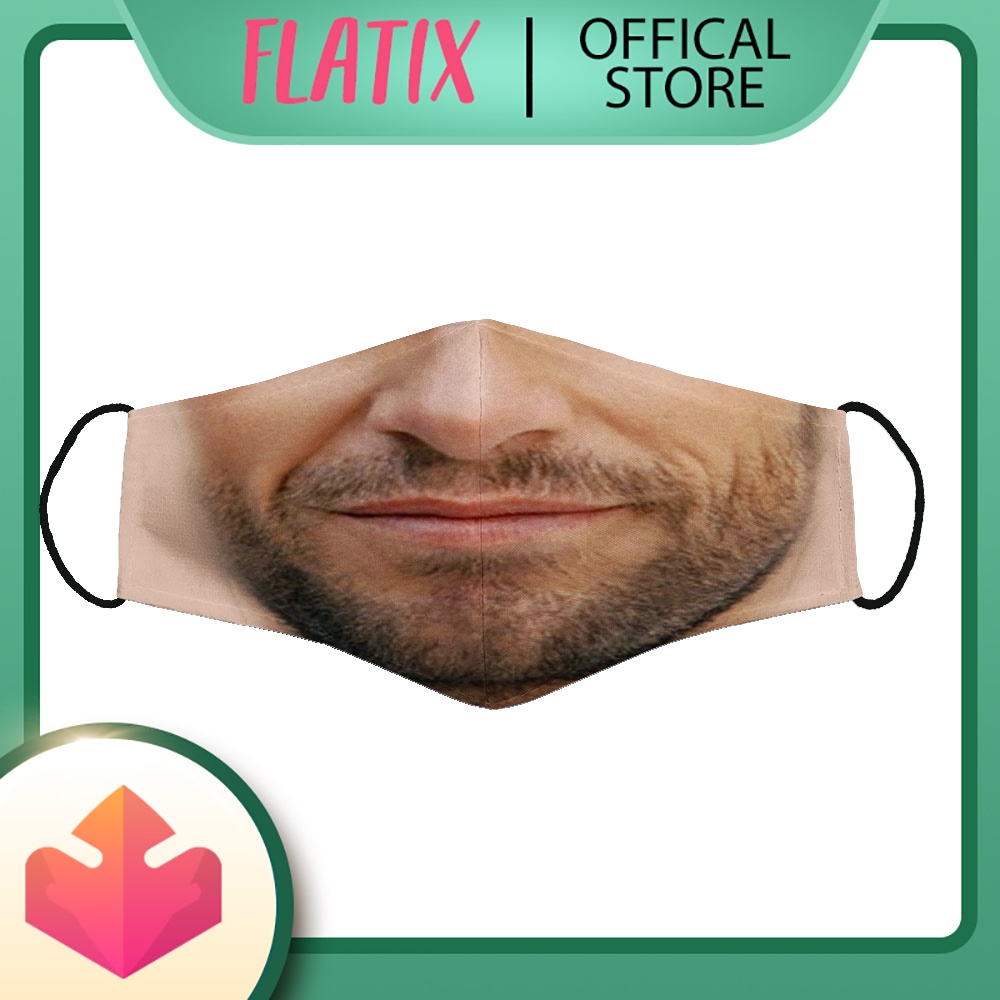 Khẩu Trang Vải Eco Mask In Hình Hugh JackMặt Đàn Ông FLATIX Dây Đeo Mềm Chuyên Dụng, Đeo Thoải Mái, Không Đau Tai, Dễ Th