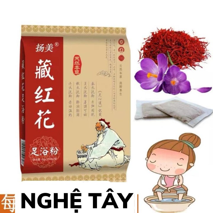 [100 TÚI] Ngâm Chân Thải Độc Cơ Thể Sạch Gan, Ngủ Ngon, Vị Gừng Già, Ích Mẫu, Đương Quy, Ngải Cứu, Nghệ Tây