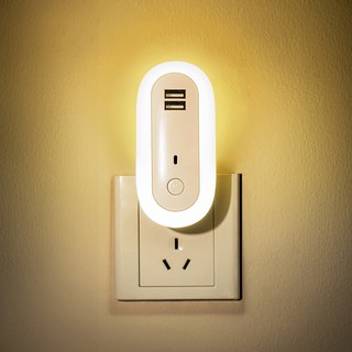 Đèn ngủ điều khiển từ xa cắm điện 2 cổng usb - Có remote