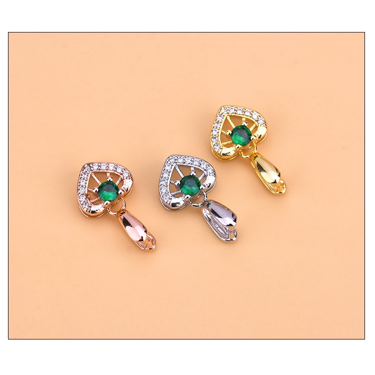 █diy゜ S925 Bạc●Mặt Dây Chuyền Bạc S925 Có Khóa Kẹp Đính Đá Zircon diy