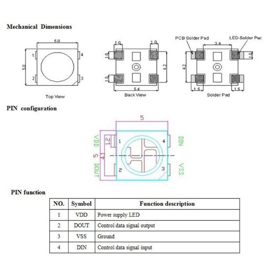100 Chip Đèn Led Ws2812B Rgb 5050smd Ws2812 Pixels Dc 5V