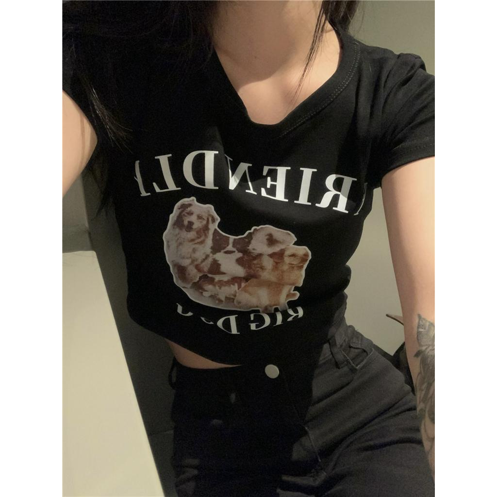 Áo Thun Cộc Tay Cổ Tròn In Hình Cún Con Mùa Hè 63210