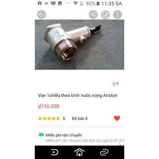Van 1chiều theo bình nước nóng Ariston