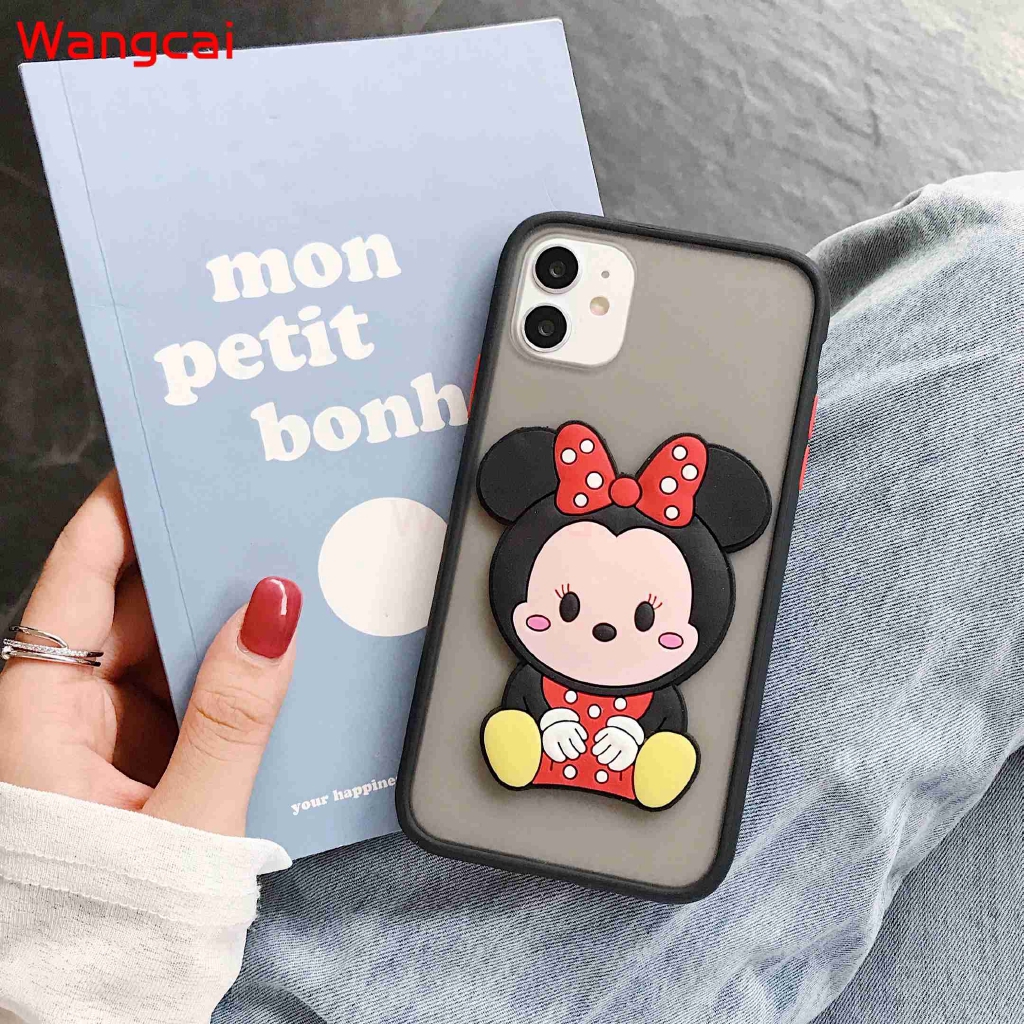 OPPO A8 A31 A91 A9 A5 2020 F11 Pro A7 A5S A5 A3S Phone Case Mickey Minnie Cartoon Cute Clear Transparent Soft Contrast Color Frame Matte Hard PC Case Cover