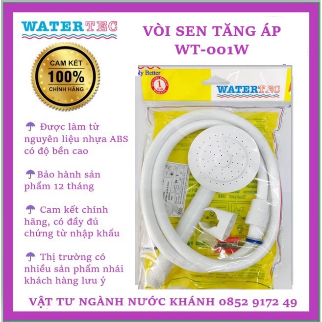 Bộ tay sen tăng áp nhựa Watertec Malaysia – WT 001W