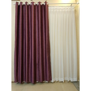 Bộ rèm cửa chống nắng tông tím cao cấp - Khoen ore - 2m5 x 2m6 bộ 2 tấm kéo về 2 bên & 2 dây cột rèm