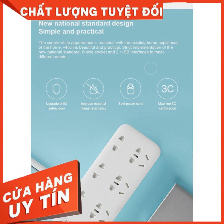 [Giá KM] Ổ Cắm Điện ZMI CX05 6 Plug-in 2- Port USB (Max 18W) Power Strip - Chính hãng phân phối - hàng chất lượng, giá t