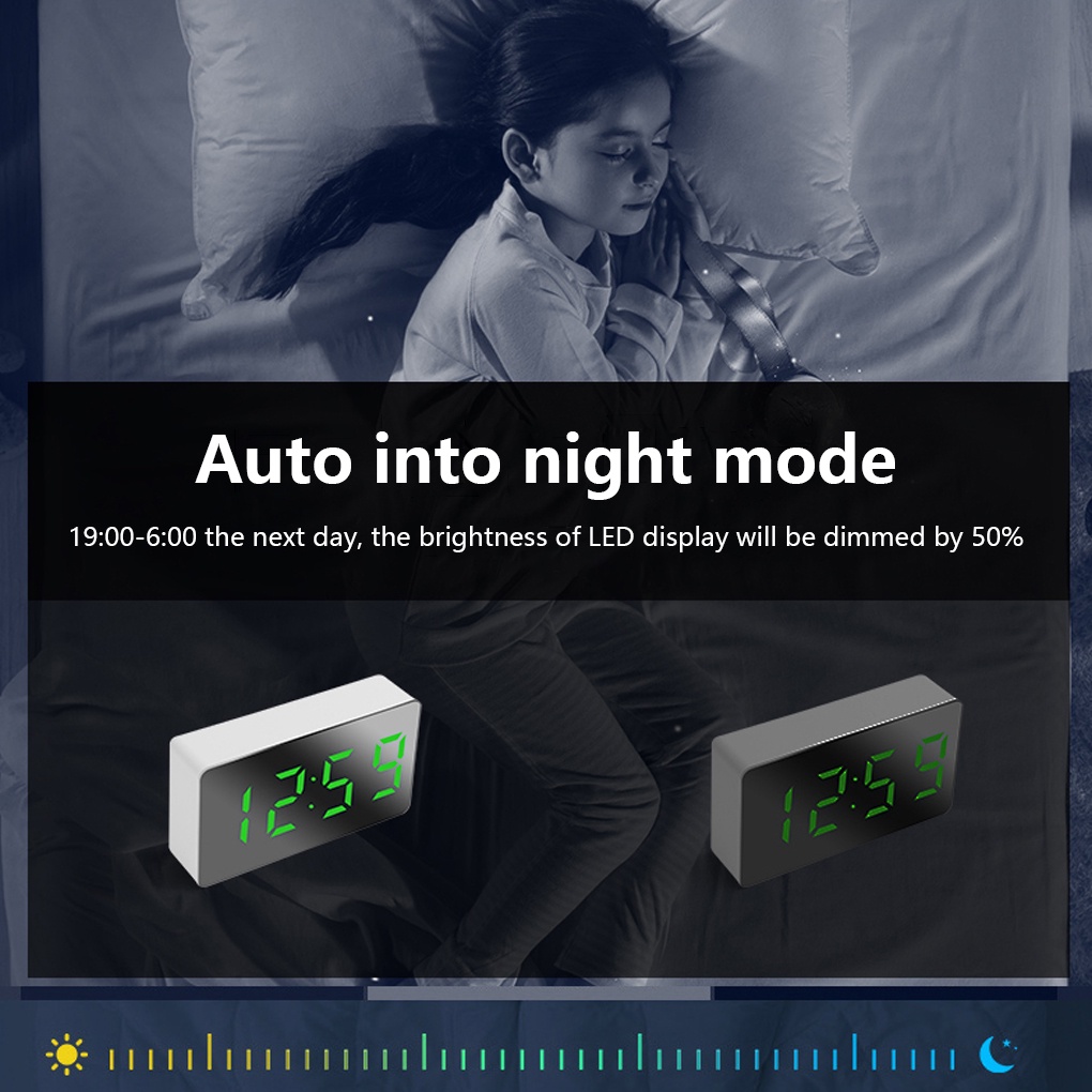 LED Digital Clock USB Rechargeable Tabletop Time Date Temperature Display Alarm Electronic Decorations Clocks【vollter1】