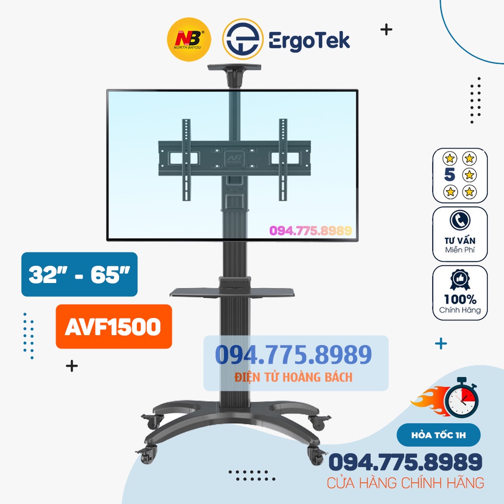 #AVF1500 Hợp Kim Nhôm Cao Cấp / Giá Treo Tivi Di Động NB AVF1500 32 - 65 Inch / Giá Treo Tivi Có Bánh Xe Di Chuyển