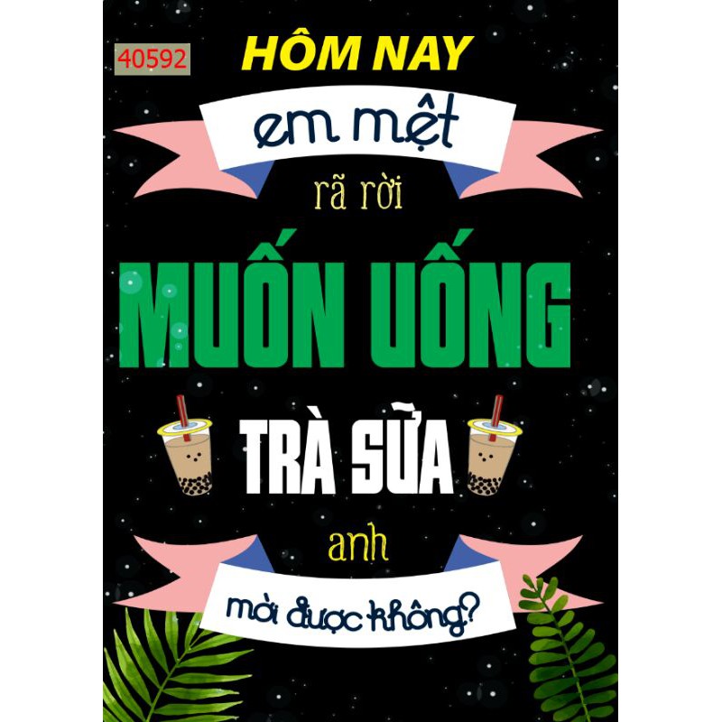 Combo 2 bức tranh lụa trang trí quán trà sữa