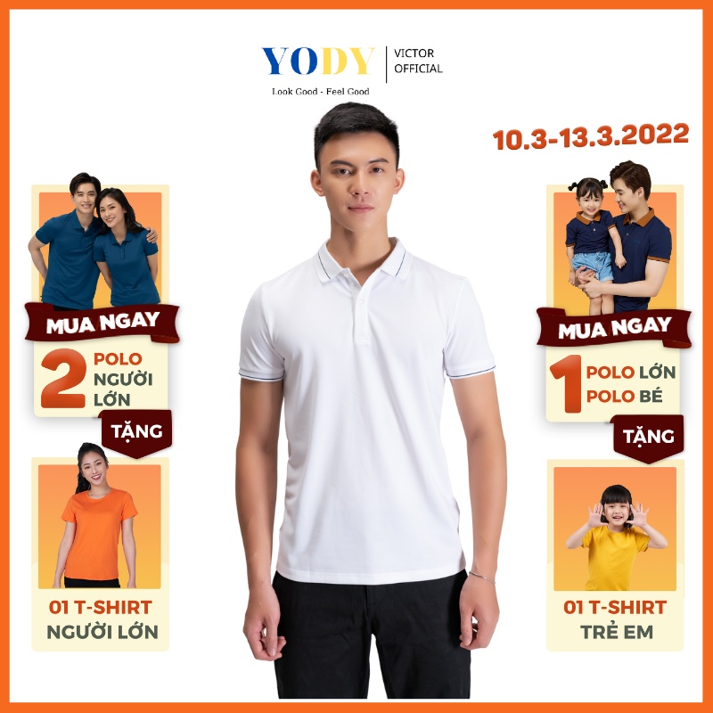 Áo Phông Polo Nam YODY Cafe Bo Kẻ Chất Thun Cotton Ngắn Tay Có Cổ, Phần Cổ Và Bo Tay Áo Tỉ Mỉ APM3791