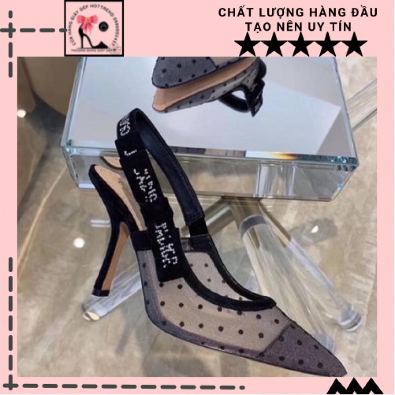Sandal cao gót lưới bi trắng fullbox, bill, túi giấy 1688-9
