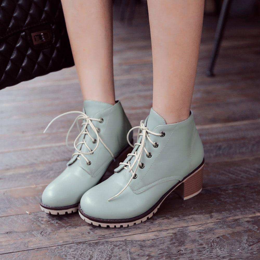Giày boot ielgy cao gót 6cm mũi tròn màu trơn thời trang cho nữ