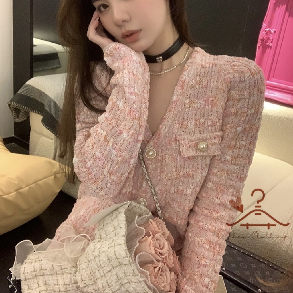Set dạ Tweed hồng phấn phong cách tiểu thư siêu ngọt ngào, sang chảnh