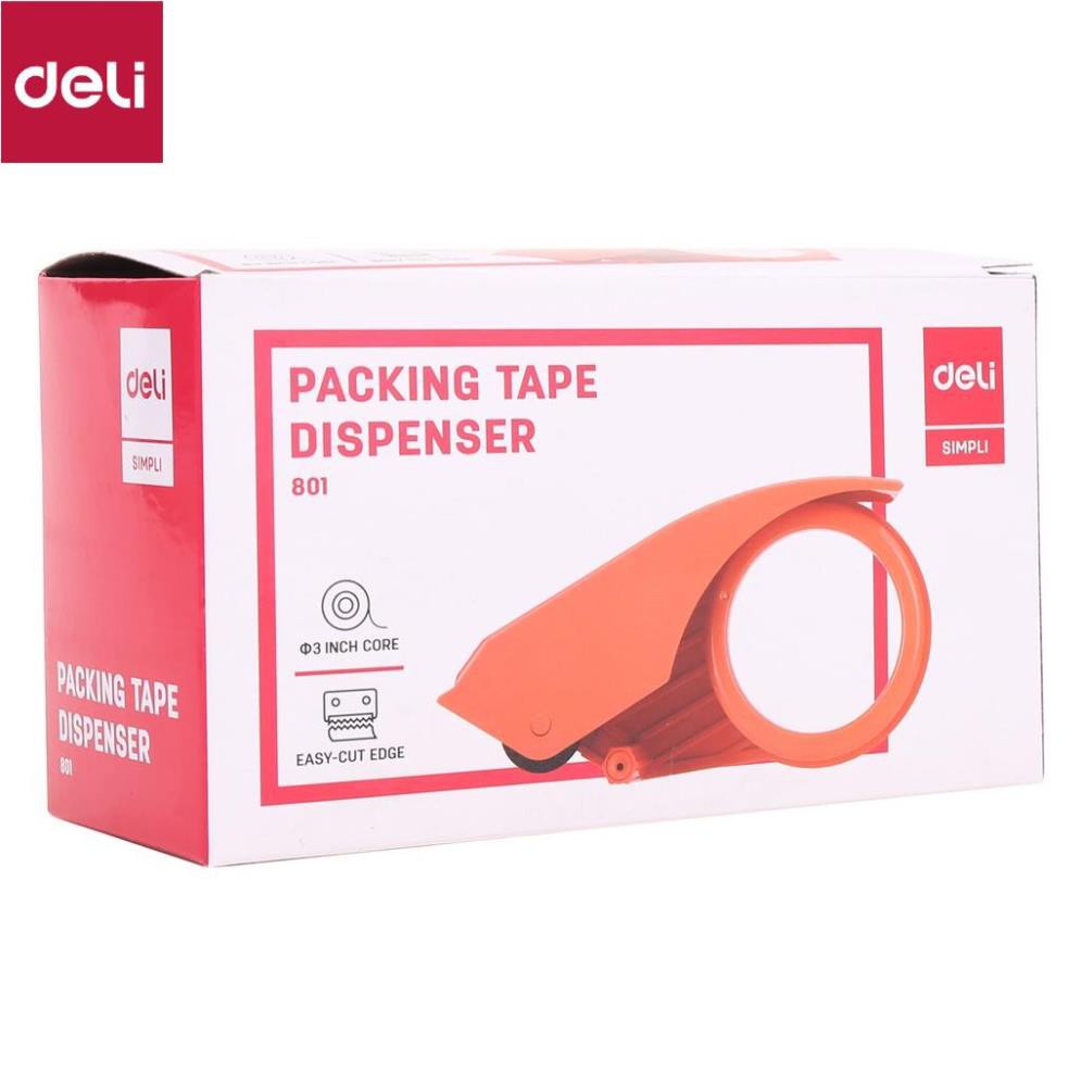 Cắt băng dính Deli - Nhựa bền chắc chắn - Cầm nhẹ tay, chắc tay - Dùng cho cuộn băng dính dưới 0.5kg - E801
