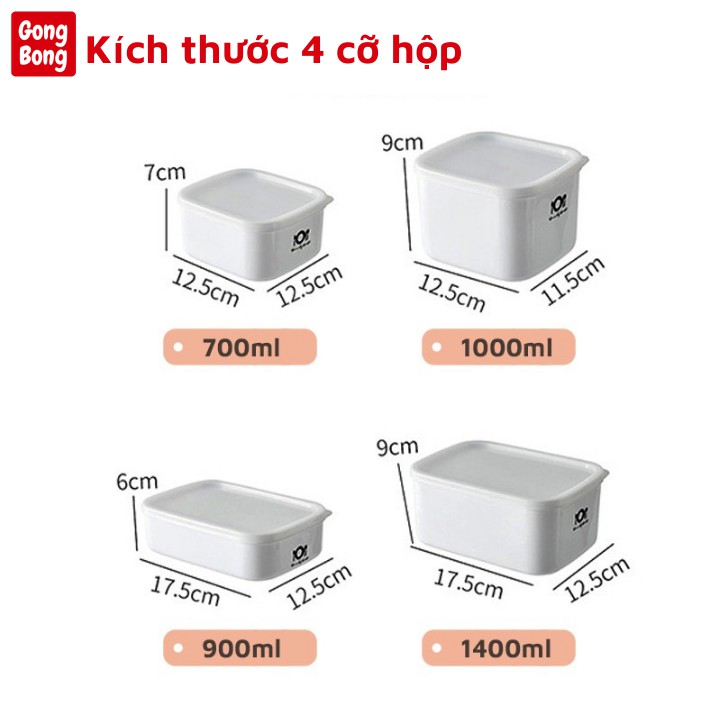 Hộp nhựa đựng thực phẩm tủ lạnh có nắp bảo quản kín khí kháng khuẩn chịu nhiệt tiện ích dự trữ đồ ăn hiệu quả